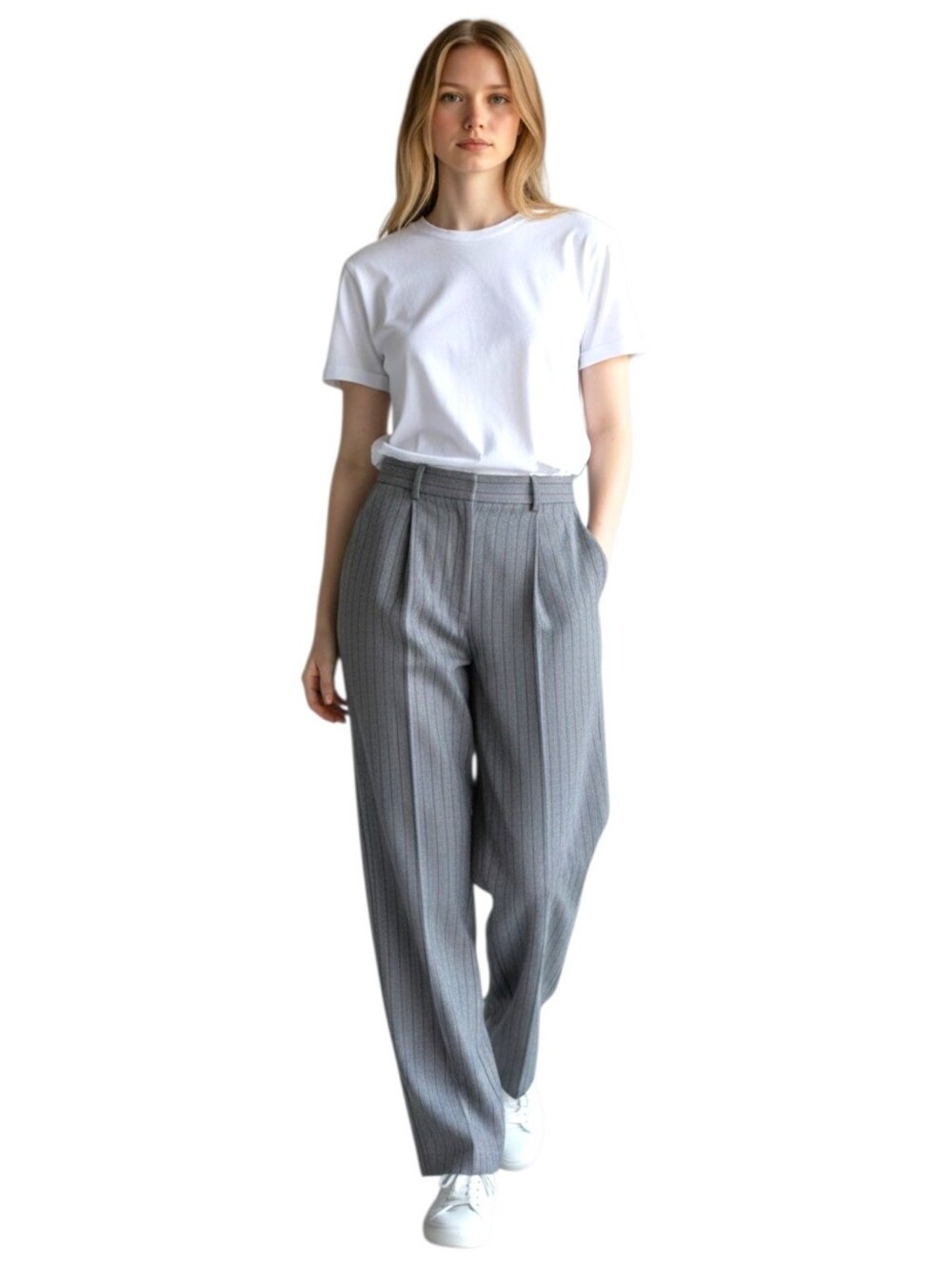 A New Day Womens Gray Pinstripe Dress Pants 4L 33in NWT